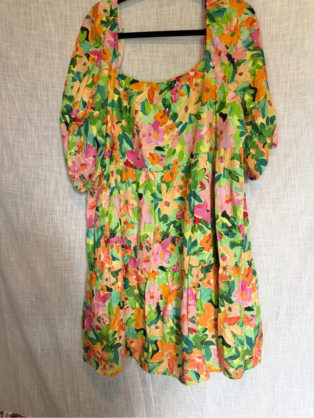 Sanctuary Floral Mini Dress in Green, Pink, Orange